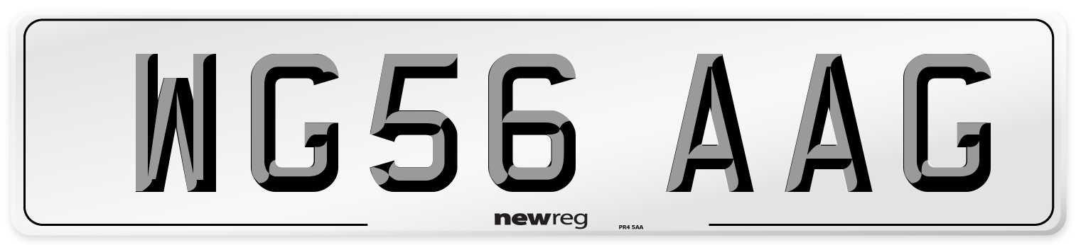 WG56 AAG Number Plate from New Reg